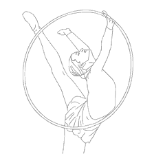coloriage: Sports gymnastique artistique. Exercice de boucle.
