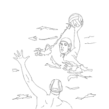 coloriage: Coloration de polo avec les joueurs dans l'eau