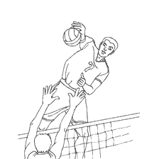 coloriage: Joueur de volleyball se pr&eacute;parant &agrave; l'attaque