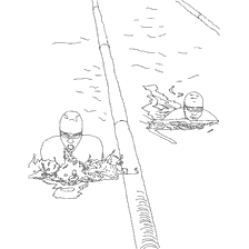 coloriage: Deux nageurs se disputent dans la piscine