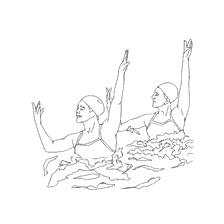 coloriage: Rakrska avec l'image de deux nageurs en natation synchronis&eacute;e.