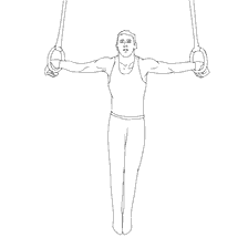 coloriage: Gymnastique sportive - exercice sur anneaux