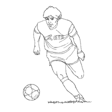 coloriage: Coloriage d'un footballeur courant au ballon