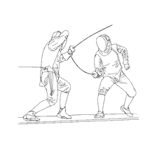 coloriage: Deux sabres en combat