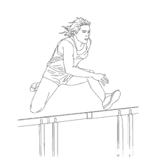 coloriage: Sport. Athl&eacute;tisme. Le coureur saute sur les barri&egrave;res.