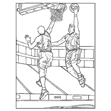 coloriage: Coloration avec moment de basket - dunk et protection