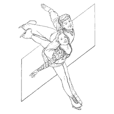 coloriage: Dessin des patineurs en patinage artistique en paire