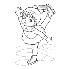 coloriage: Dessin d'une fille apparaissant sur la patinoire