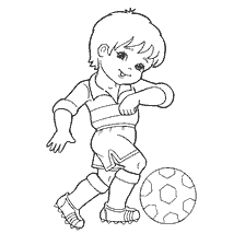 coloriage: Gar&ccedil;on jouant au football