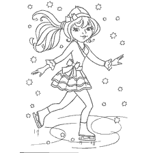 coloriage: Coloration skater sur glace avec une tenue lumineuse