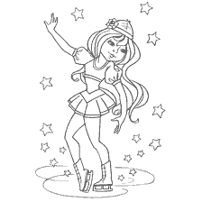 coloriage: Patineuse sur glace avec &eacute;toiles
