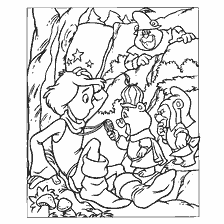 coloriage: Coloriage Ours Gummy avec des personnages discutant du plan