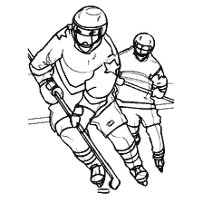 coloriage: Dessin des joueurs de hockey en comp&eacute;tition sur glace