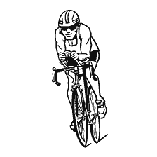 coloriage: Un homme &agrave; v&eacute;lo en position sportive