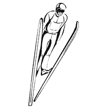 coloriage: Un skieur en vol depuis un saut &agrave; ski