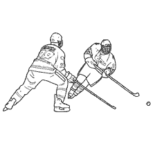 coloriage: Les joueurs de hockey pris dans le jeu