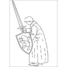 coloring page: Peter of the Chronicles of Narnia with a sword and shield
