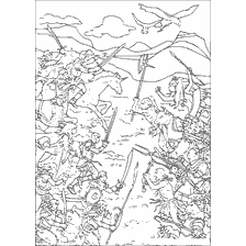 coloring page: Battle Scene from the Chronicles of Narnia: Lion, Witch and Wardrobe