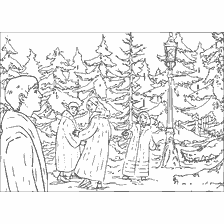 coloring page: Coloring Scene from the Chronicles of Narnia: A Lion, a Witch and a Wardrobe with a Lantern Poster