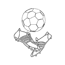 coloring page: Football ball and game boots