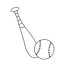 coloring page: Baseball bat and coloring ball