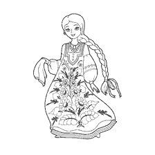 coloriage: Coloration peinture oural-sib&eacute;rienne avec l'image de la beaut&eacute; russe