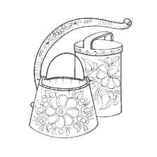 coloriage: Coloration avec l'image de la peinture oural-sib&eacute;rienne sur des seaux