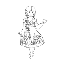 coloring page: Coloring along with Russian beauty with elements of Permogorsk painting