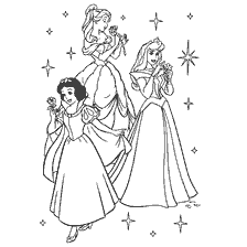 pagina da colorare: Principessa Disney colorazione: Biancaneve, Belle e Aurora