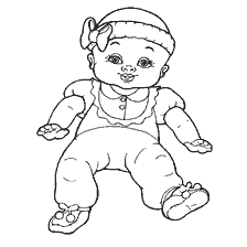 página para colorear: Dibujo una muñeca bebé para colorear