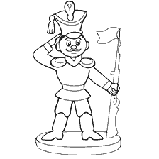 página para colorear: Dibujo de un soldado con una linterna y una bandera
