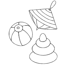 página para colorear: Dibujo de juguetes: top, bola y yule para colorear