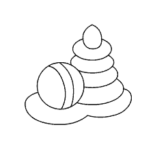 página para colorear: Dibujo para colorear la bola de juguete y la pirámide