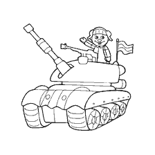 página para colorear: Colorear un tanque de juguete con una figura de niño
