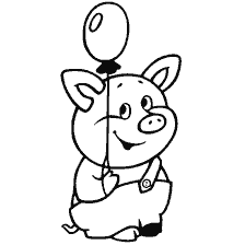 página para colorear: Colorido libro de color con un cerdo juguete sosteniendo una bola