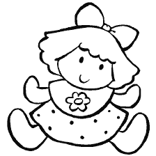 página para colorear: Muñeca para colorear con arco y flor