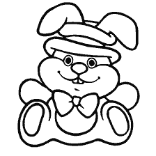 página para colorear: Dibujo de una liebre con un sombrero y una mariposa