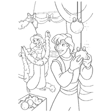 pagina da colorare: Aladdin e Jasmine decorare la casa per il nuovo anno