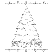 pagina da colorare: Colorare con un albero di Natale e regali