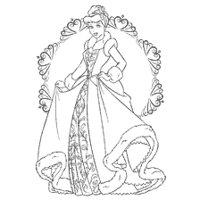 pagina da colorare: Principessa Cenerentola in vestito di colorazione invernale