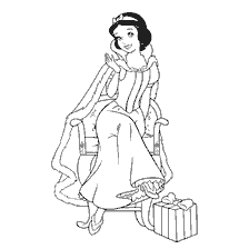 pagina da colorare: Colorare con Principessa Biancaneve e regalo di Capodanno