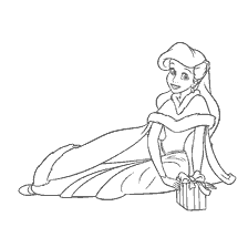 pagina da colorare: Colorare la principessa Ariel con un regalo di anno nuovo