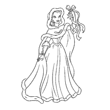 pagina da colorare: Disegno Principessa Belle da Disney che si prepara per il nuovo anno