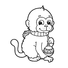 coloring page: Coloring Monkey with New Year's Ball