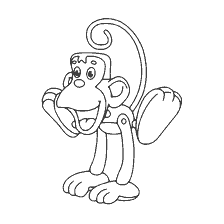 coloring page: Coloring of the circus monkey in black and white