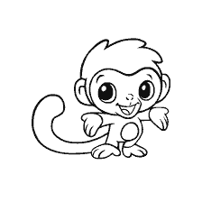 coloring page: Coloring a little monkey with big eyes and a smiling face