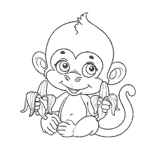 coloring page: Coloring Monkey with Bananas