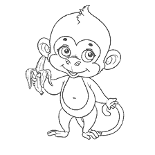 coloring page: Coloring Monkey with Banana for Children
