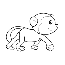 coloring page: A drawing of a cute monkey running with a smile