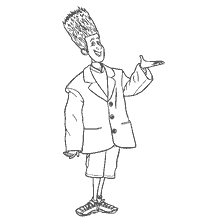 coloring page: Jonathan of the Monster on vacation dressed as a monster